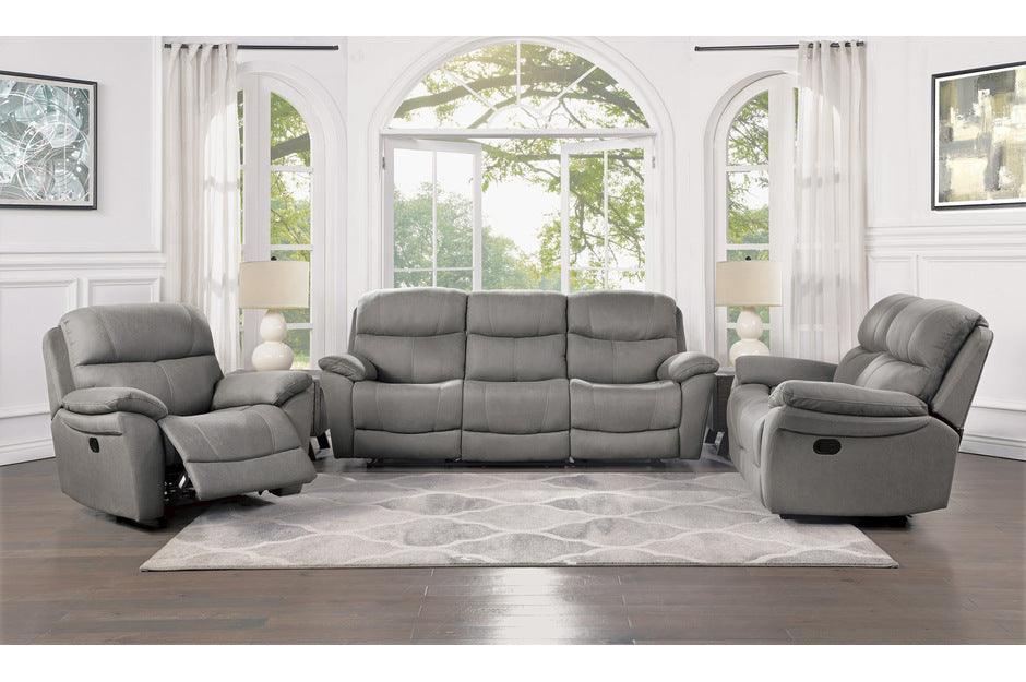 Longvale 3 Piece Double Reclining Living Room Set In Gray 9580Gy-3-2-1 | Homelegance