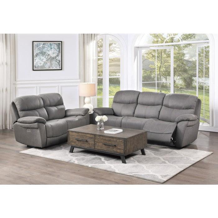 Longvale 2 Piece Power Double Reclining Sofa Set In Gray 9580Gy*2Pwh | Homelegance