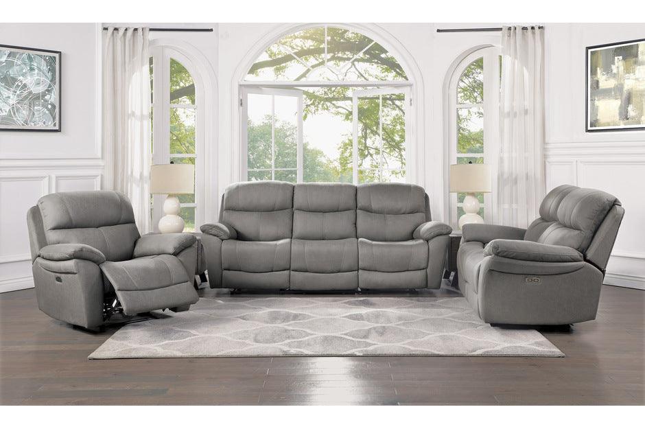 Longvale 3 Piece Power Double Reclining Living Room Set In Gray 9580Gy-3Pwh-2-1 | Homelegance