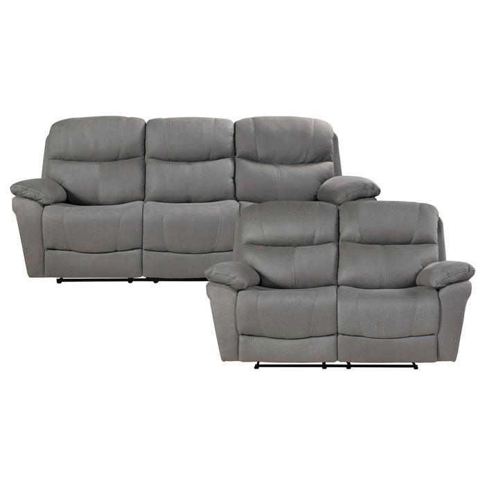 Longvale 2 Piece Double Reclining Sofa Set In Gray 9580Gy*2 | Homelegance