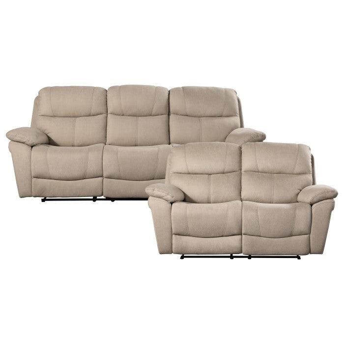 Longvale 2 Piece Double Reclining Sofa Set In Tan 9580Tn*2 | Homelegance