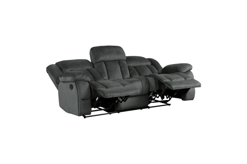 Laurelton Charcoal Double Glider Reclining Love Seat WCntr Console 9636Cc-2 | Homelegance