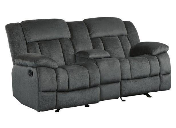 Laurelton Charcoal Double Glider Reclining Love Seat WCntr Console 9636Cc-2 | Homelegance