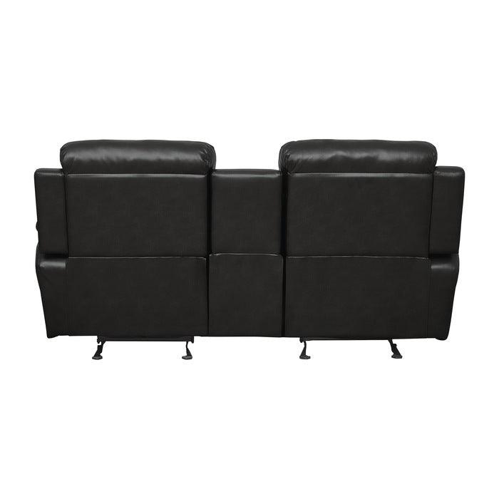 Marille Black Double Glider Reclining Love Seat WCntr Console 9724Blk-2 | Homelegance