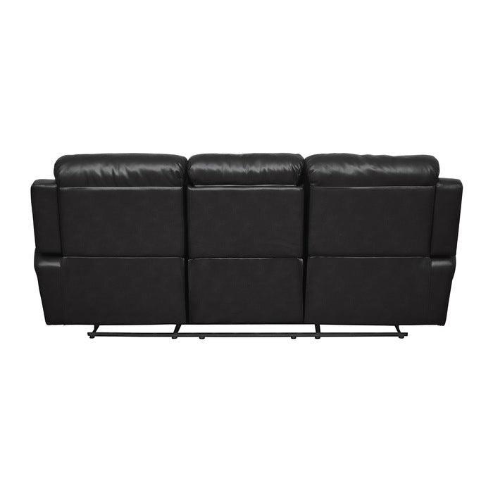 Marille Black Double Reclining Sofa WCntr Drop-Down Cup-Hldr 9724Blk-3 | Homelegance