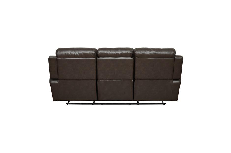 Marille Dark Brown Double Reclining Sofa WCntr Drop-Down Cup-Hldr 9724Brw-3 | Homelegance