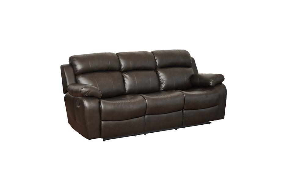 Marille Dark Brown Double Reclining Sofa WCntr Drop-Down Cup-Hldr 9724Brw-3 | Homelegance
