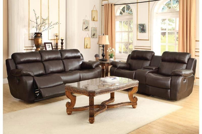 Marille Dark Brown 2 Piece Sofa Set 9724Brw-3-2 | Homelegance