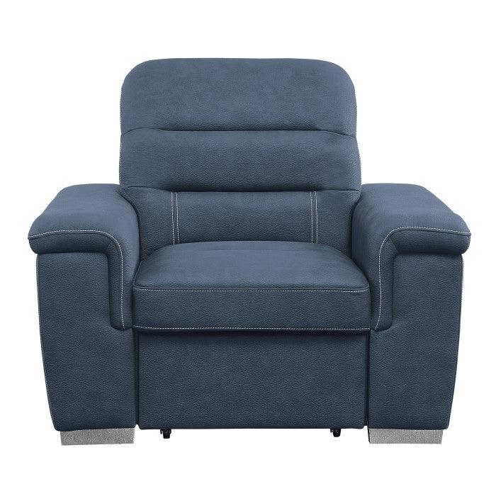 Alfio Chair With Pull-Out Ottoman 9808Bue-1 | Homelegance