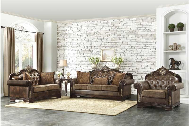 Croydon Brown 3 Piece Living Room Set 9815-3-2-1 | Homelegance