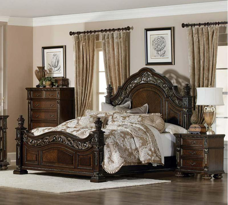 Catalonia 3 Piece Queen Bedroom Set In Dark Cherry 1824-1-3Set | Homelegance