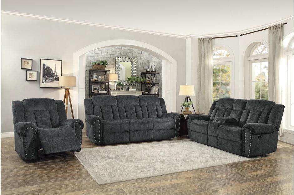Nutmeg Charcoal Double Reclining Love Seat With Center Console 9901Cc-2 | Homelegance