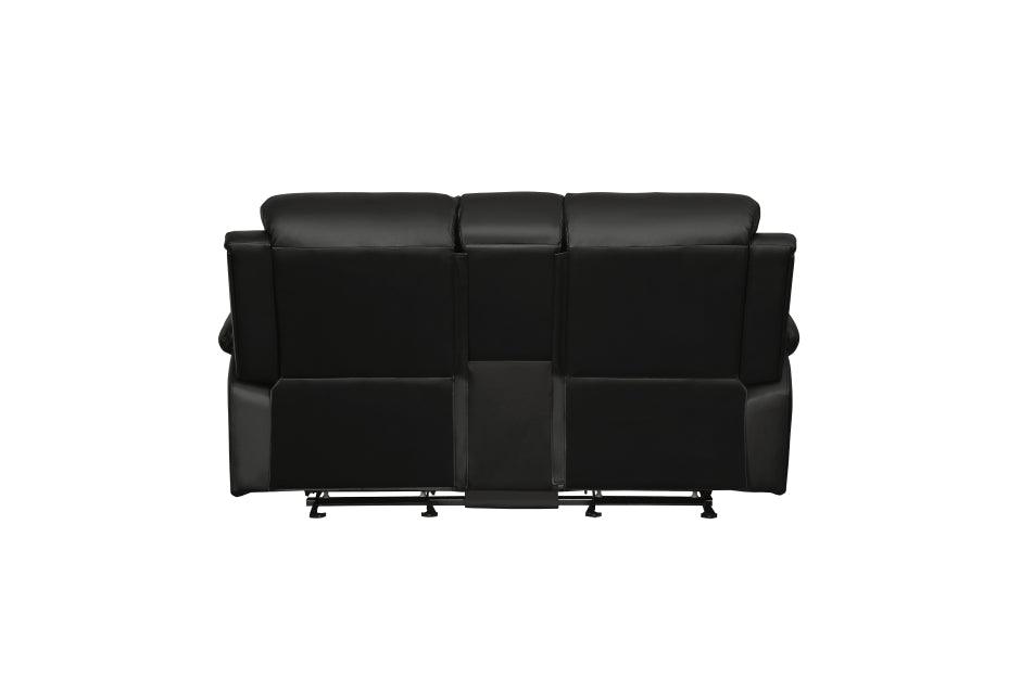Clarkdale Black Double Glider Reclining Love Seat With Center Console 9928Blk-2 | Homelegance