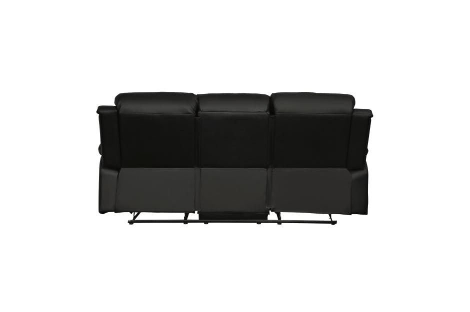 Clarkdale Black Double Reclining Sofa With Center Drop-Down Cup Holders 9928Blk-3 | Homelegance