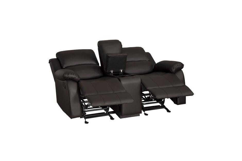 Clarkdale Dark Brown Double Glider Reclining Love Seat With Center Console 9928Dbr-2 | Homelegance