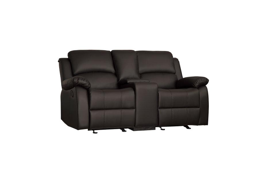 Clarkdale Dark Brown Double Glider Reclining Love Seat With Center Console 9928Dbr-2 | Homelegance