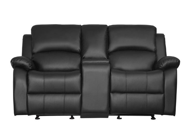 Clarkdale Black Double Glider Reclining Love Seat With Center Console 9928Blk-2 | Homelegance