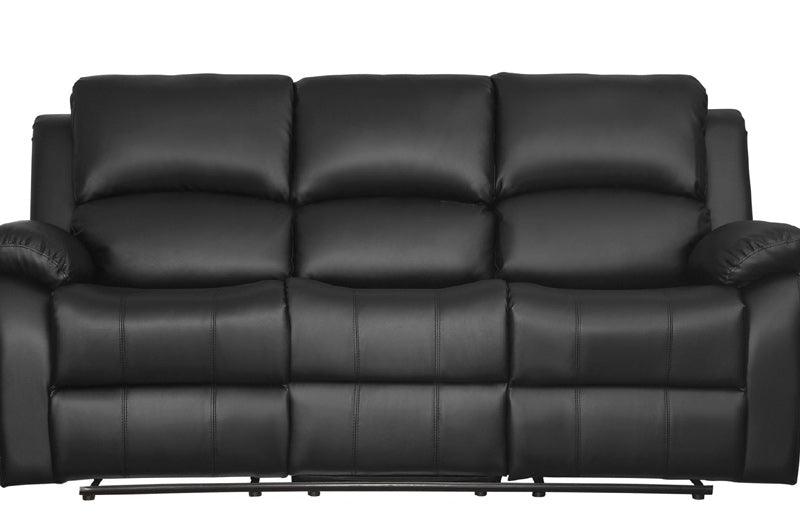 Clarkdale Black Double Reclining Sofa With Center Drop-Down Cup Holders 9928Blk-3 | Homelegance