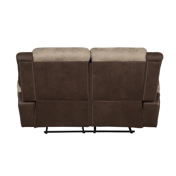 Chai Double Reclining Loveseat In Two-Tone Brown 9980-2 | Homelegance