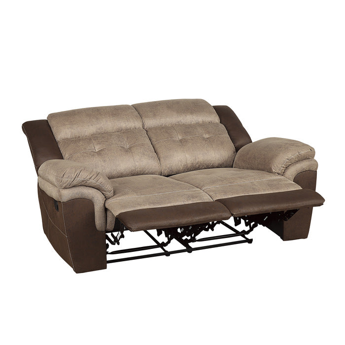 Chai Double Reclining Loveseat In Two-Tone Brown 9980-2 | Homelegance