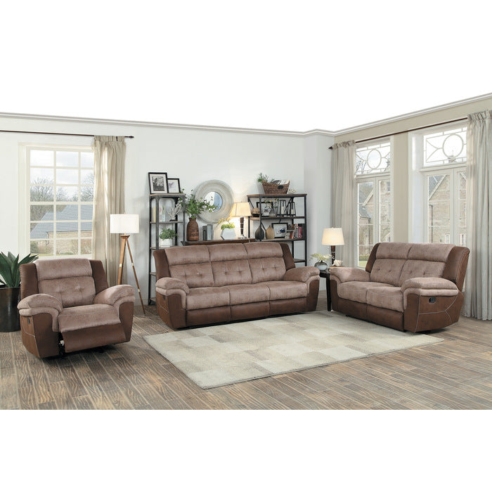 Chai Double Reclining Sofa In Two-Tone Brown 9980-3 | Homelegance