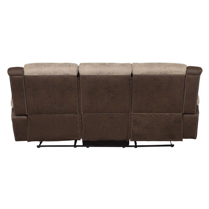 Chai Double Reclining Sofa In Two-Tone Brown 9980-3 | Homelegance