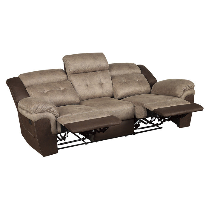 Chai Double Reclining Sofa In Two-Tone Brown 9980-3 | Homelegance
