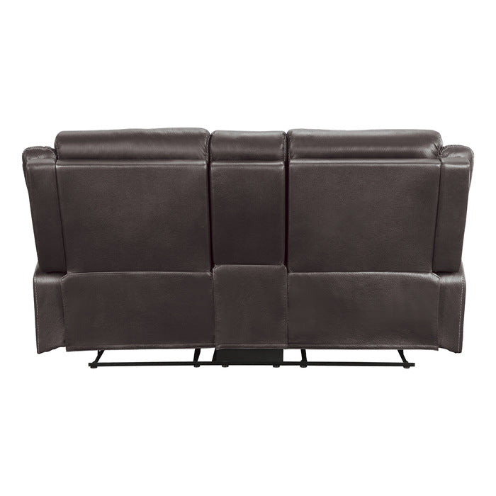 Yerba Double Lay Flat Reclining Love Seat With Center Console In Dark Brown 9990Db-2 | Homelegance