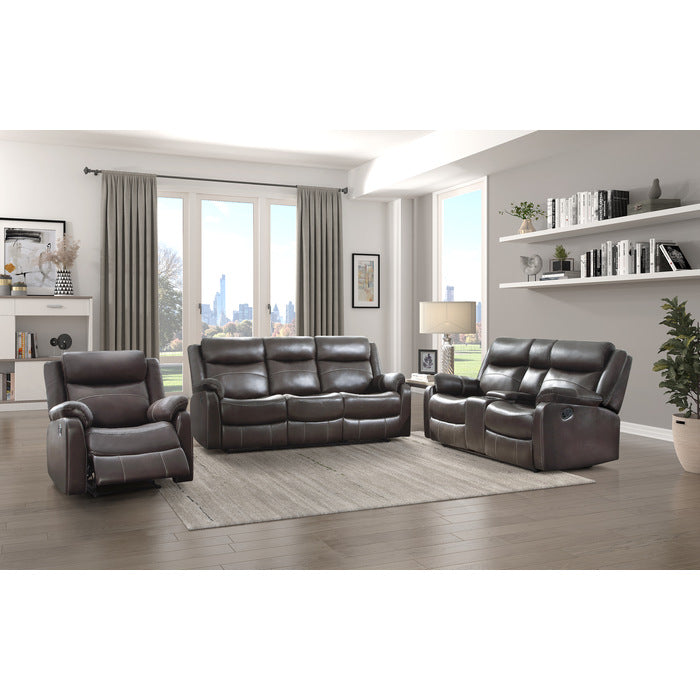 Yerba Double Lay Flat Reclining Love Seat With Center Console In Dark Brown 9990Db-2 | Homelegance