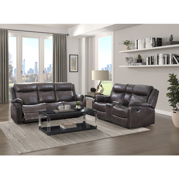 Yerba 2 Piece Double Lay Flat Reclining Sofa Set In Dark Brown 9990Db-3-2 | Homelegance