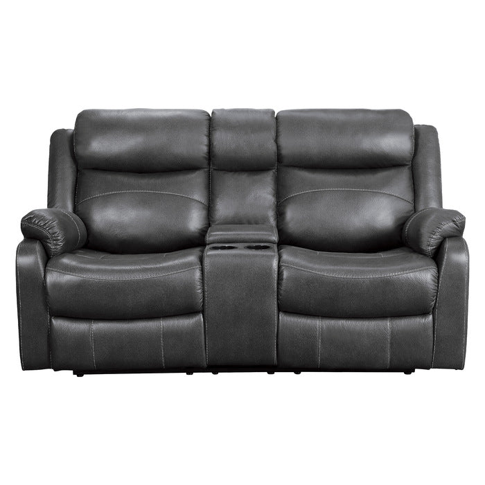 Yerba Double Lay Flat Reclining Love Seat With Center Console In Dark Grey 9990Gy-2 | Homelegance