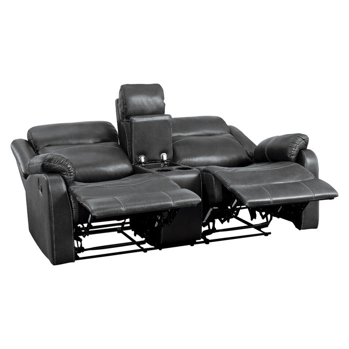 Yerba 2 Piece Double Lay Flat Reclining Sofa Set In Dark Grey 9990Gy-3-2 | Homelegance