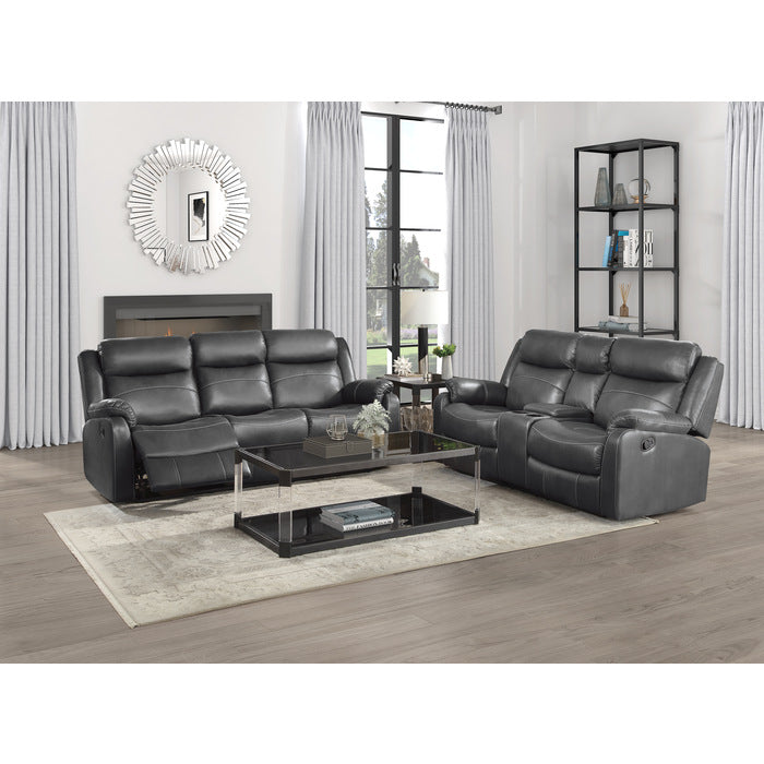 Yerba 2 Piece Double Lay Flat Reclining Sofa Set In Dark Grey 9990Gy-3-2 | Homelegance