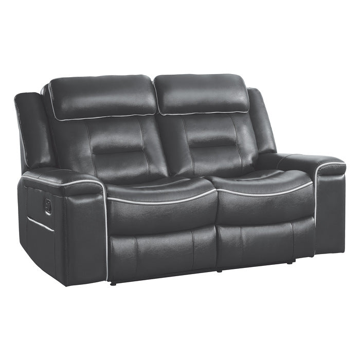 Darwan 2 Piece Double Lay Flat Reclining Sofa Set In Dark Grey 9999Dg-3-2 | Homelegance