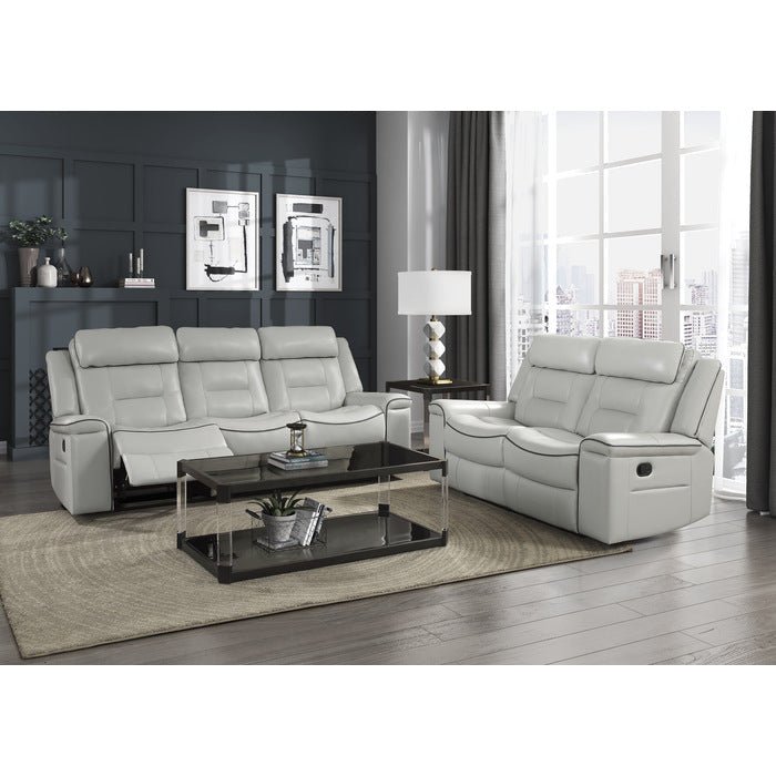 Darwan 2 Piece Double Lay Flat Reclining Sofa Set In Light Grey 9999Gy-3-2 | Homelegance