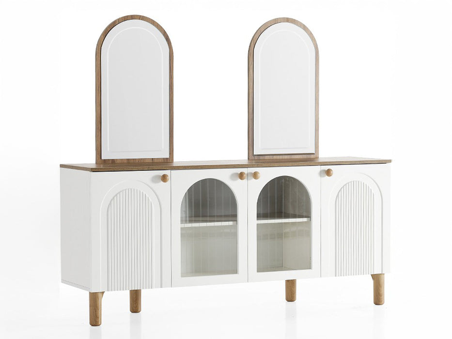 Bohem 72" Wide 4 Door Buffet With Mirror