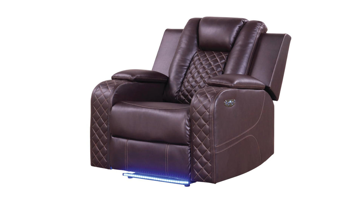Benz Faux Leather Power Reclining Chair with LED Lighting & USB Charger