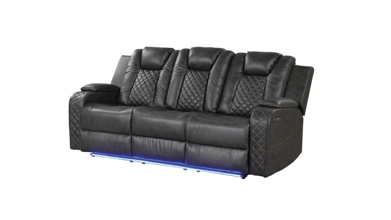 Benz Faux Leather Power Reclining Sofa with LED Lighting & USB Charger
