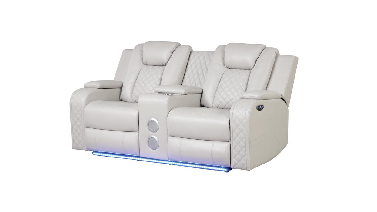 Benz Faux Leather Power Reclining Loveseat with Bluetooth Speaker, LED Lighting & USB Charger