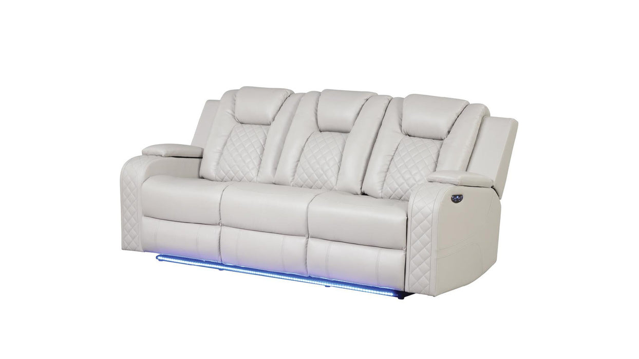 Benz Faux Leather Power Reclining Sofa with LED Lighting & USB Charger