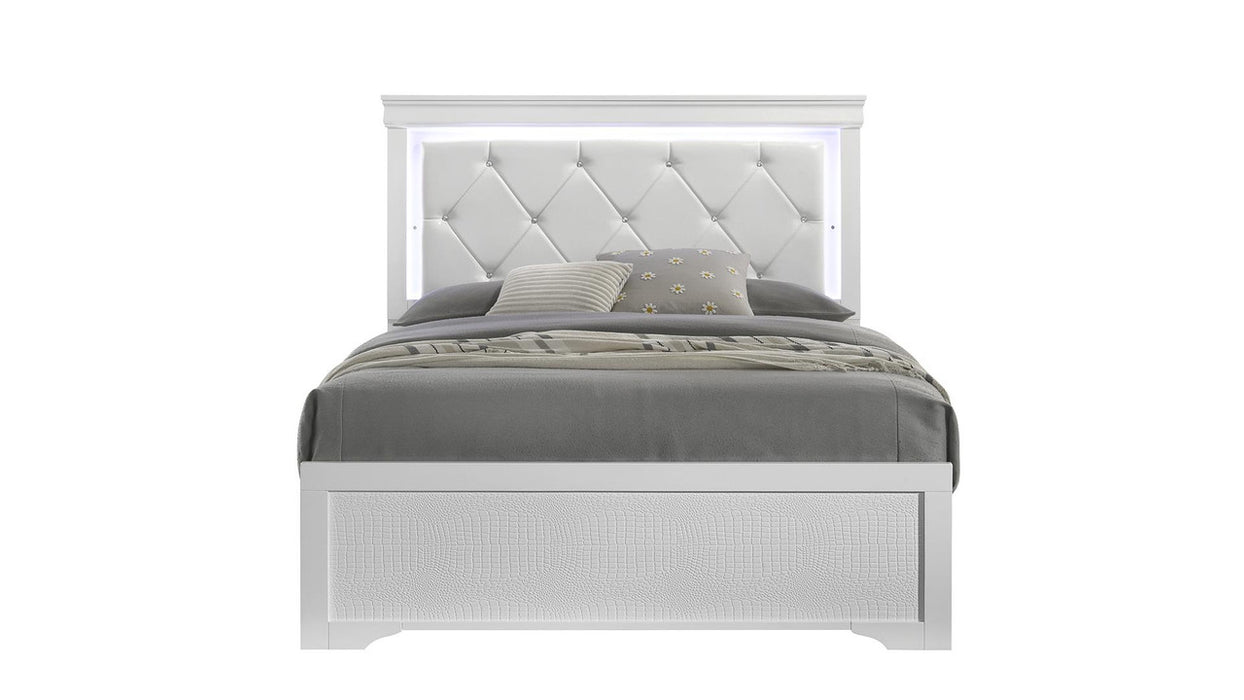 Blaze LED Upholstered Bed in Wood