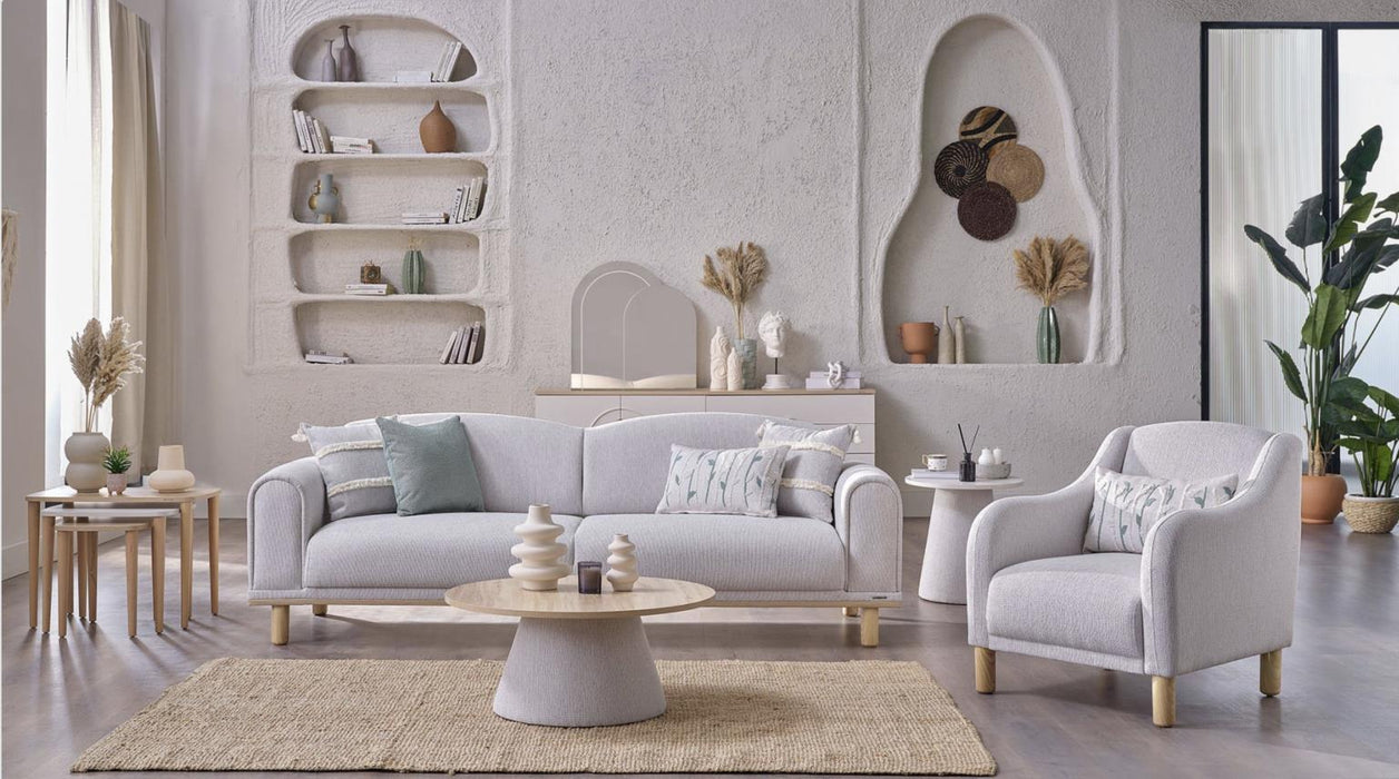 Boheems Cream Sofa And Loveseat