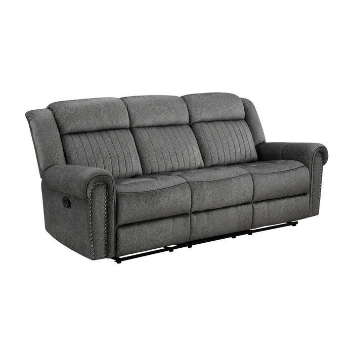 Brennen Double Reclining Sofa In Charcoal | Homelegance