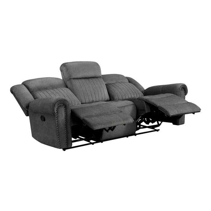 Brennen Double Reclining Sofa In Charcoal | Homelegance