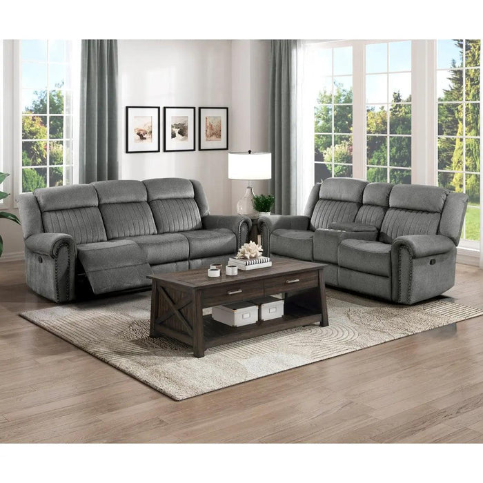 Brennen Double Reclining Sofa In Charcoal | Homelegance