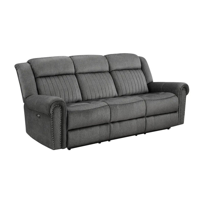 Brennen Double Reclining Sofa In Charcoal | Homelegance