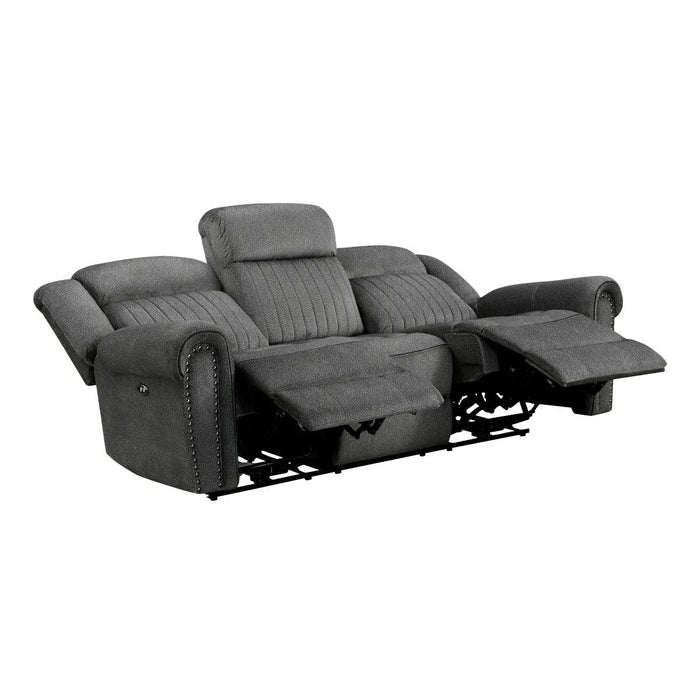Brennen Double Reclining Sofa In Charcoal | Homelegance