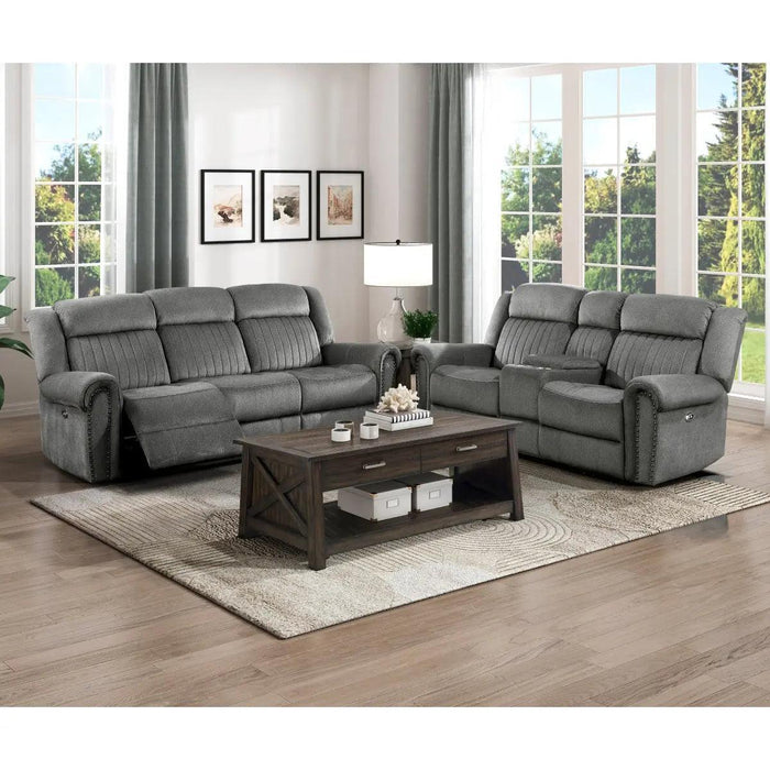 Brennen Double Reclining Sofa In Charcoal | Homelegance
