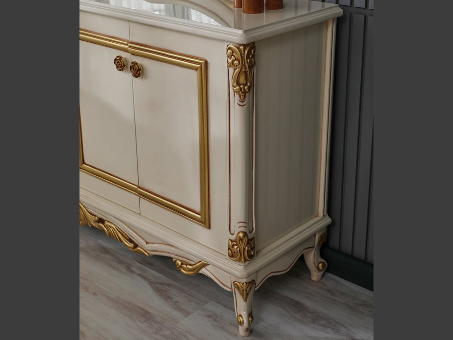 Buse 78" Wide 4 Door Buffet With Mirror