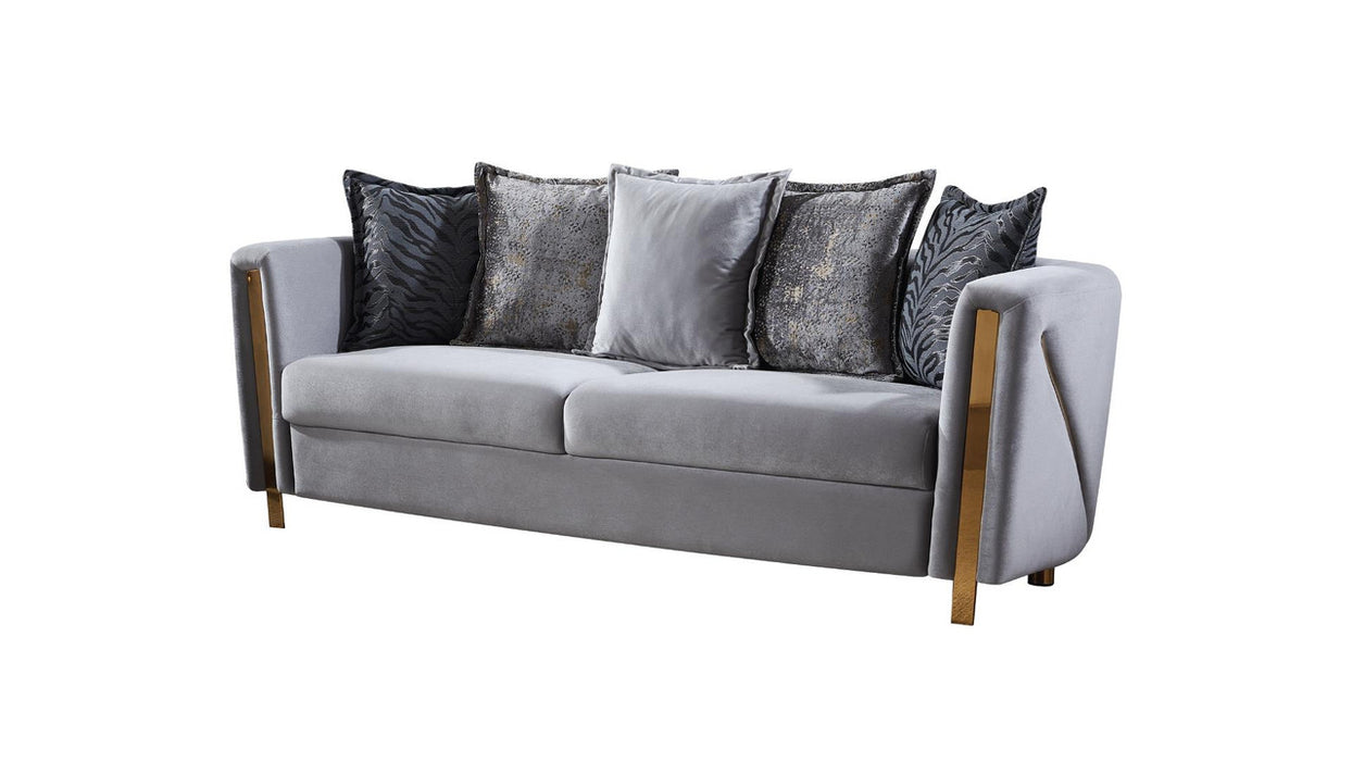 Chanelle Thick Velvet Sofa with Gold Finish